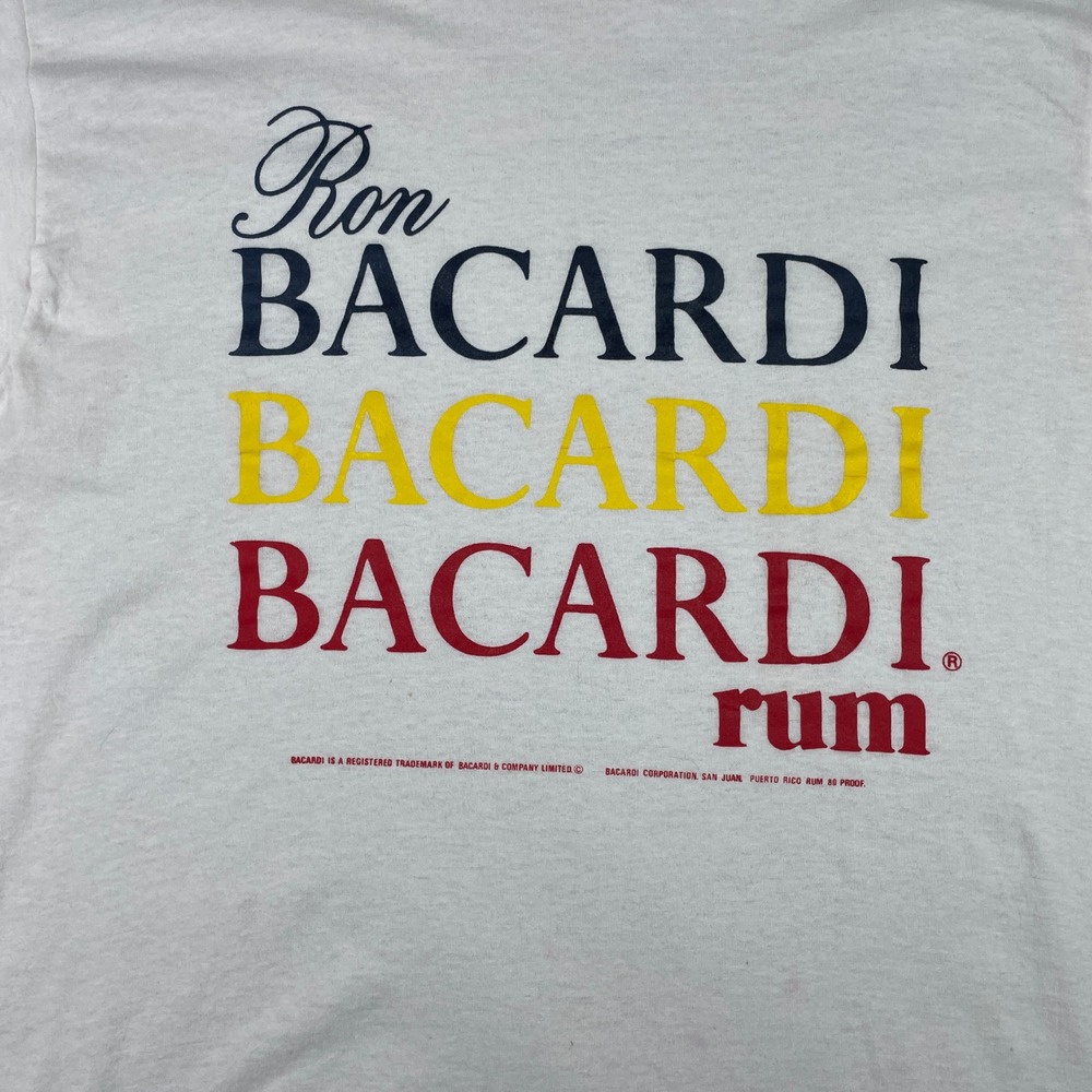 Vintage Bacardi T-Shirt Mens XL White Rum Single Stitch Champion Made In USA 80s - Picture 3 of 9